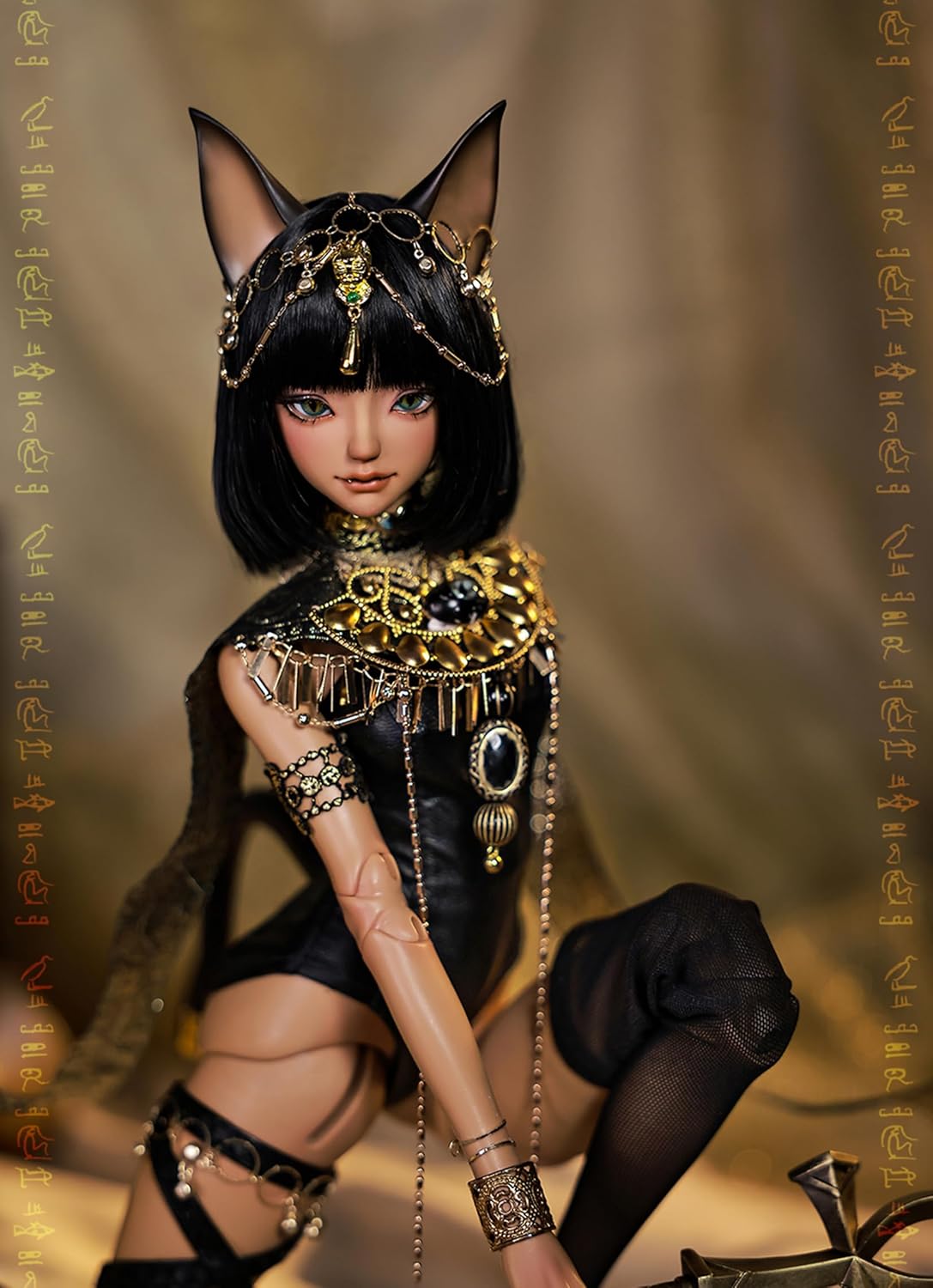 shuga fairy 1/4 スケール 球体関節人形 女 bast エジプトの女神 猫耳 BJDドール 可動 フィギュア 身長48.5CM メイク済み 樹脂 服セット