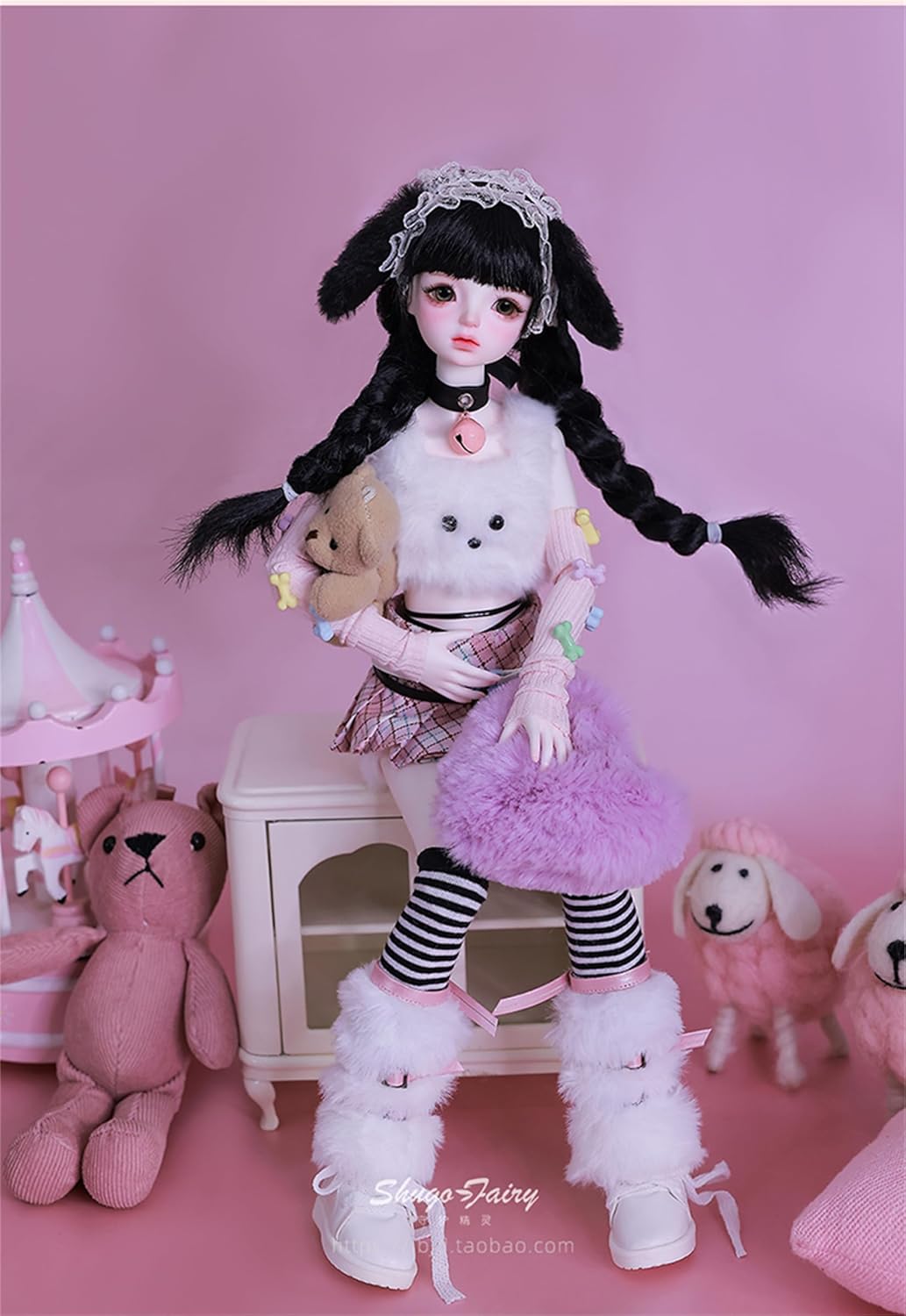 BACALYSO | shuga fairy 1/4 スケール 球体関節人形 女 猫少女 center ステージ BJDドール 可動 フィギュア 身長43.5CM メイク済み 仮装でき プリンセス風 可愛い 樹脂 洋服セット 誕生日プレゼント