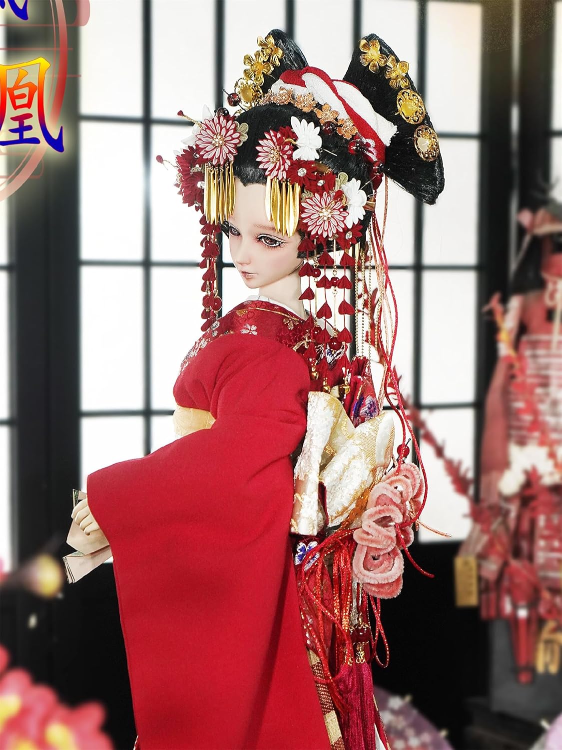 蘭亭集夢 1/3 1/4 スケール BJD 人形服 花魁 花嫁 楓凰 女の子 着物 晴れ着 8点セット 振袖 着物 和柄 人形服 着せ替え 服 仮装 服セット