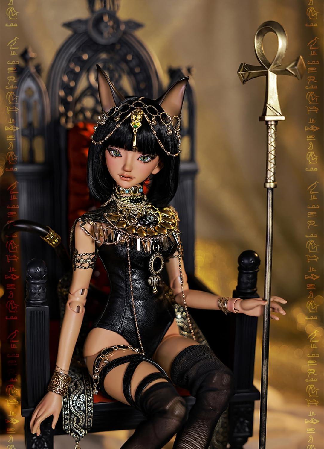 shuga fairy 1/4 スケール 球体関節人形 女 bast エジプトの女神 猫耳 BJDドール 可動 フィギュア 身長48.5CM メイク済み 樹脂 服セット