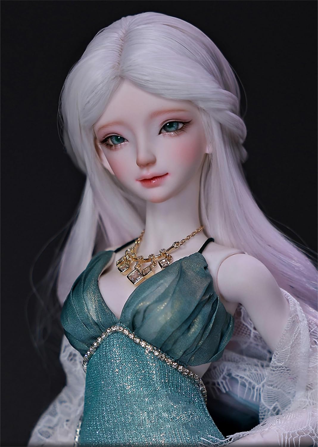 BACALYSO | shuga fairy 1/4 スケール 球体関節人形 女 グリーンスカート 少女 BJDドール 可動 フィギュア 身長44CM メイク済み 仮装でき プリンセス ドレス 可愛い 樹脂 洋服セットプレゼント (素体(化粧済み))