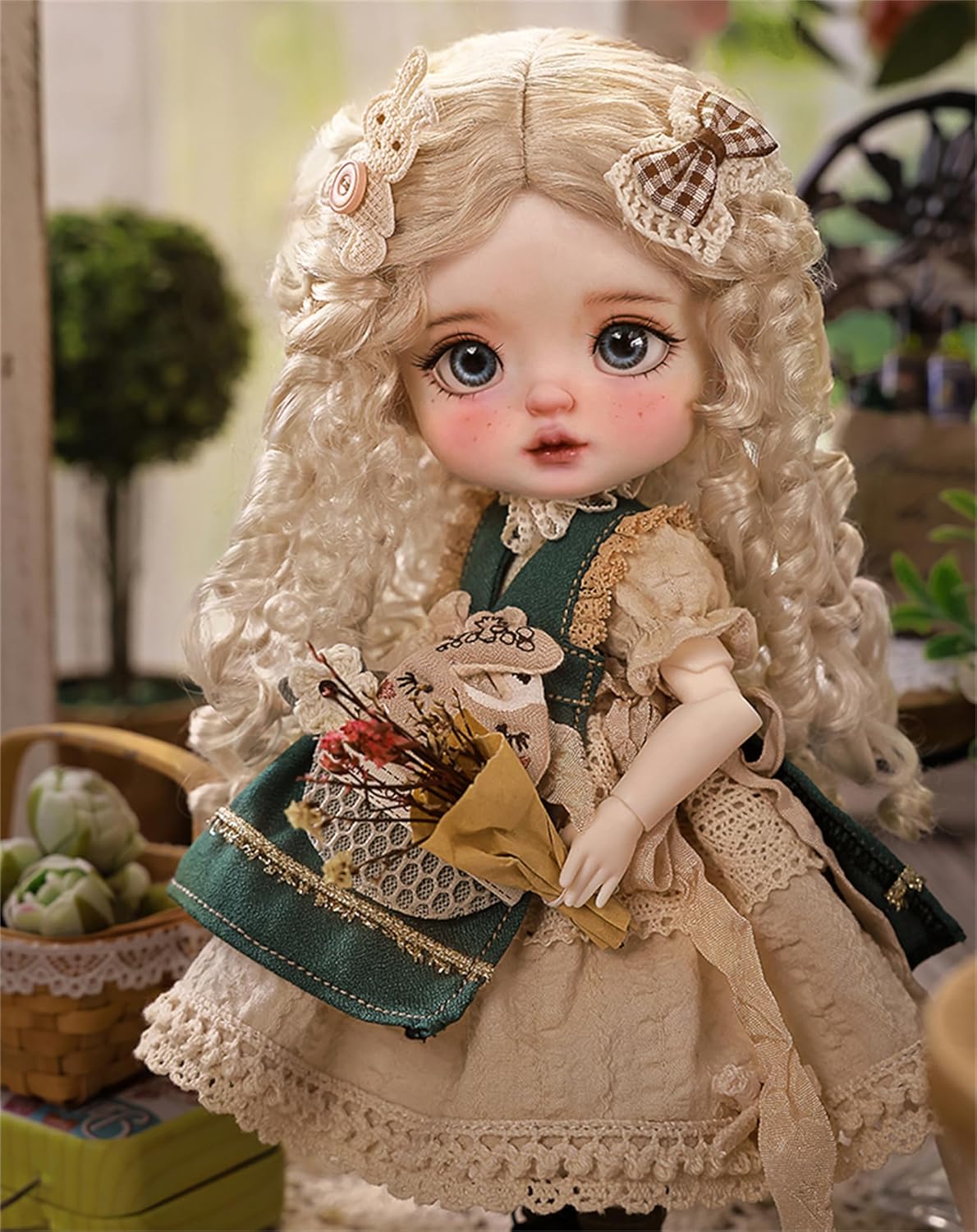BACALYSO | shuga fairy 1/6 スケール 球体関節人形 女 Plums 梅 チカウボーイ少女 帽子付き 元気 BJDドール 可動 フィギュア 身長26.5CM メイク済み 仮装でき 可愛い 樹脂 服セット (服セット)