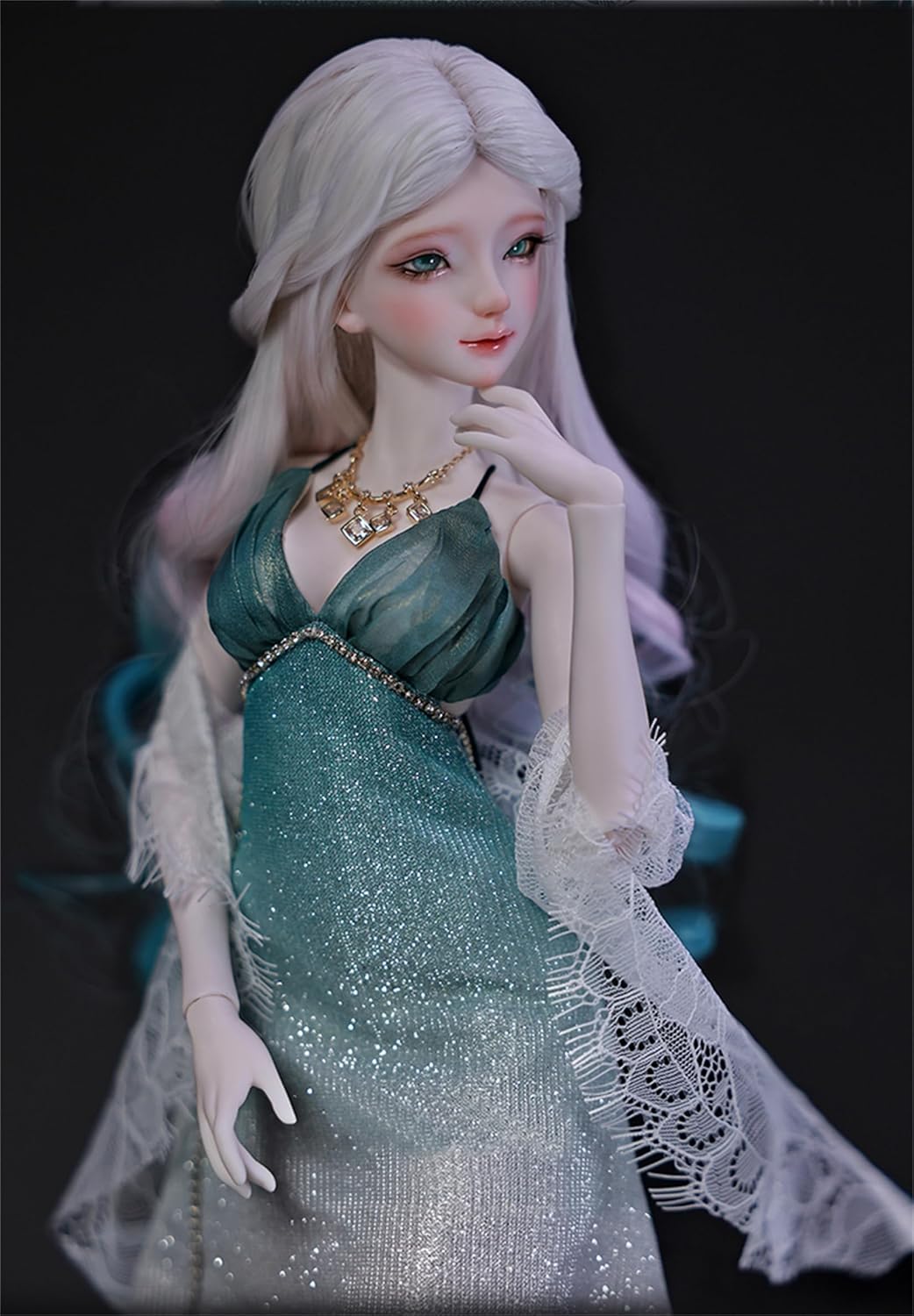 BACALYSO | shuga fairy 1/4 スケール 球体関節人形 女 グリーンスカート 少女 BJDドール 可動 フィギュア 身長44CM メイク済み 仮装でき プリンセス ドレス 可愛い 樹脂 洋服セットプレゼント (素体(化粧済み))