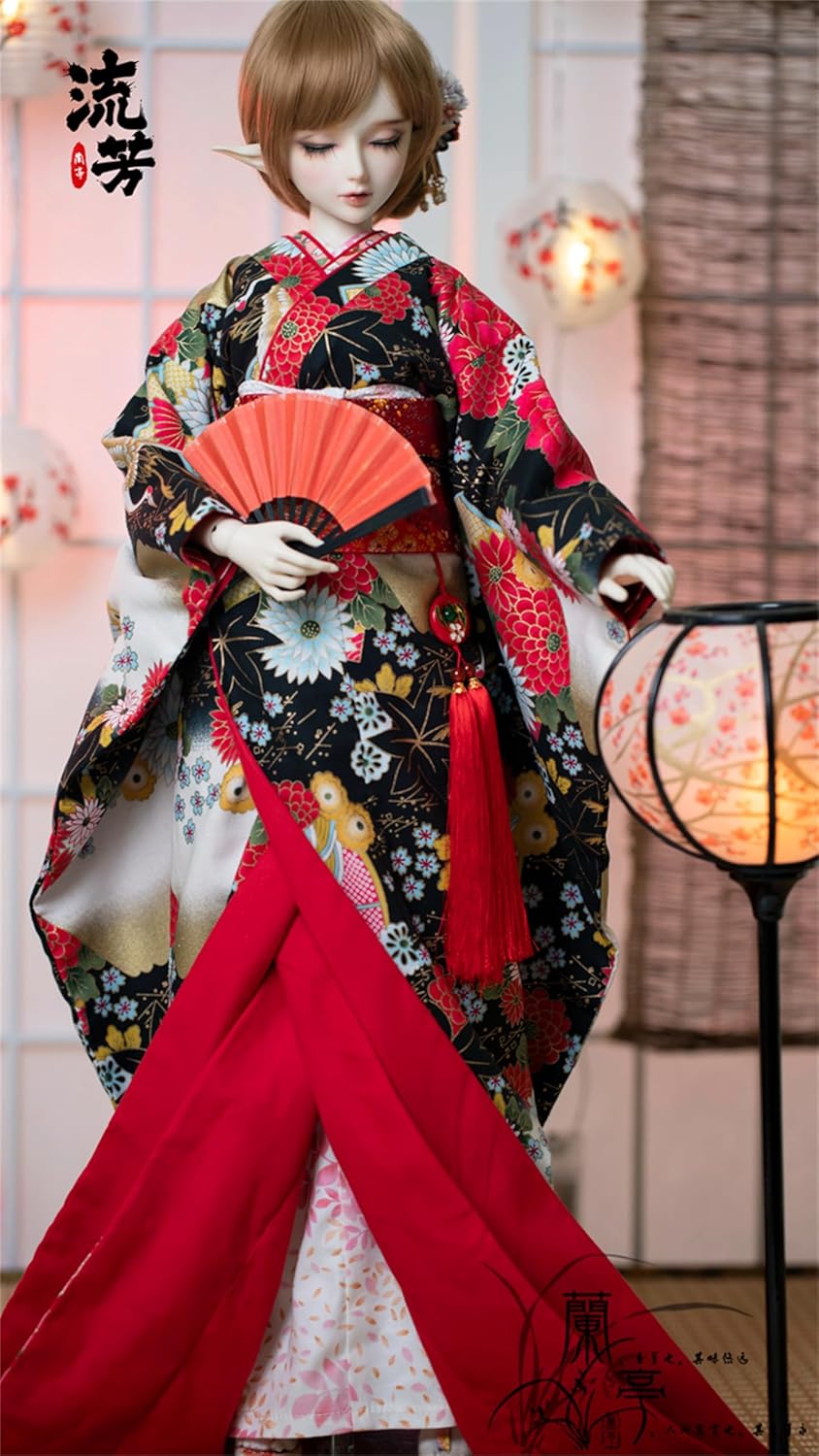 蘭亭集夢 1/3 1/4 1/6 スケール BJD 人形服 花魁 花柄花嫁 流芳女の子 着物晴れ着 9点セット 振袖着物 和柄 人形服 着せ替え服 仮装服セット