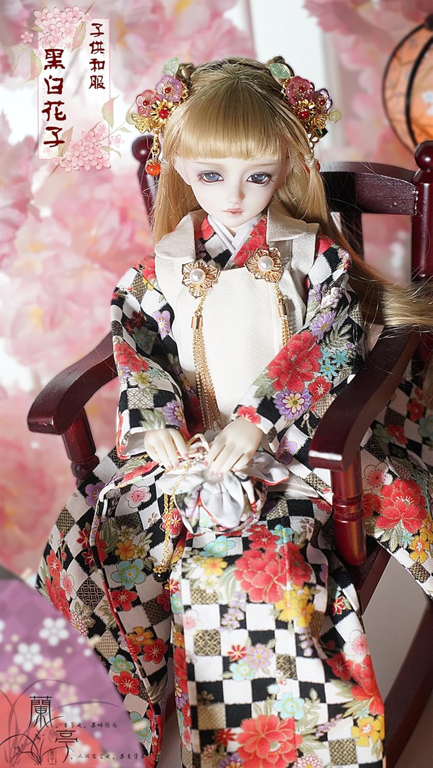 蘭亭集夢 1/4 1/6 OB24 OB27 SD10 BJD 球体関節人形 服 振袖 浴衣 桜 子供 女の子 着物 晴れ着 8点セット 着物 和柄 人形服 着せ替え服