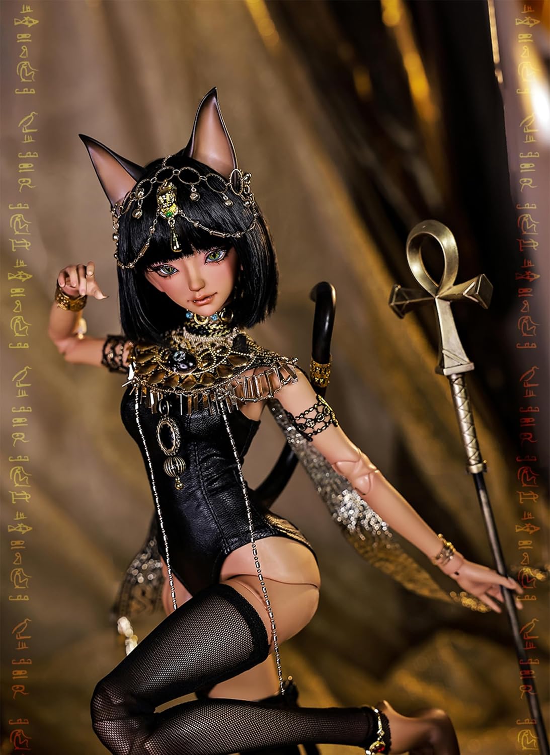 shuga fairy 1/4 スケール 球体関節人形 女 bast エジプトの女神 猫耳 BJDドール 可動 フィギュア 身長48.5CM メイク済み 樹脂 服セット