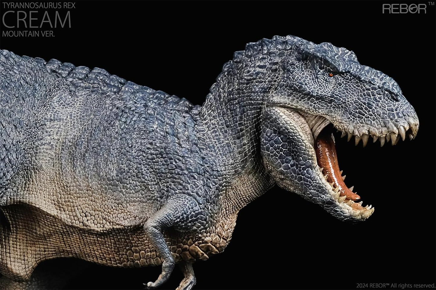 BACALYSO |REBOR 1/35 サイズ ティラノサウルス フィギュア Tレックス T-REX 獣脚類 恐竜 42cm級 口開閉可能 恐ろしい 模型 白亜紀 情景セット プラモデル 大人おもちゃ 置物 プレゼント (山脈)
