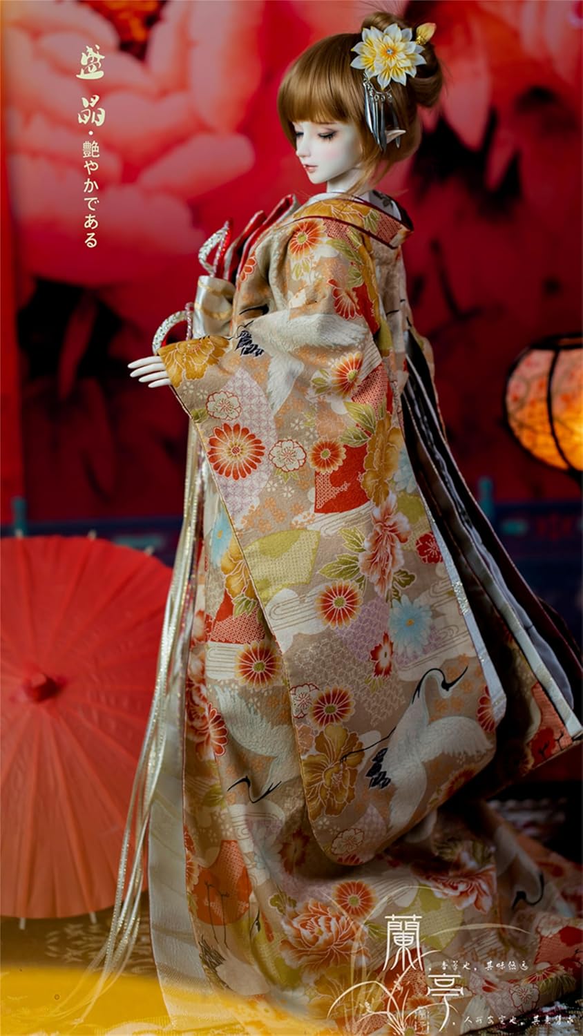 蘭亭集夢 1/3 1/4 1/6 スケール BJD 人形服 花魁 花嫁 盛晶 女の子 着物 晴れ着 8点セット 振袖 和柄 人形服 着せ替え 服 仮装 服セット