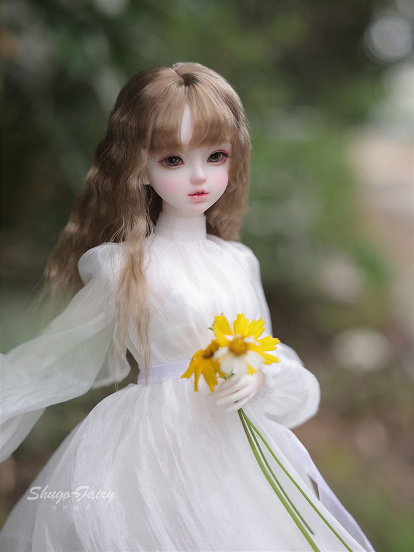 shuga fairy 1/4 スケール 球体関節人形 女 Bariy ワイトスカート BJDドール 塗装済み 可動 フィギュア 身長44CM メイク済み 仮装でき 樹脂