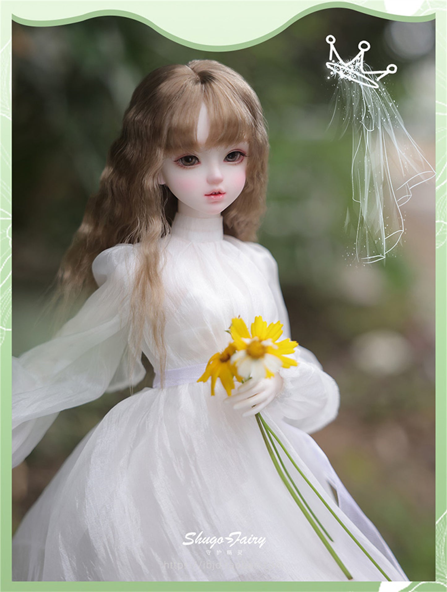 shuga fairy 1/4 スケール 球体関節人形 女 Bariy ワイトスカート BJDドール 塗装済み 可動 フィギュア 身長44CM メイク済み 仮装でき 樹脂