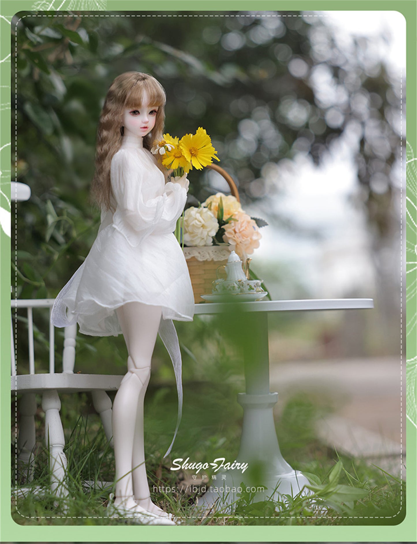 shuga fairy 1/4 スケール 球体関節人形 女 Bariy ワイトスカート BJDドール 塗装済み 可動 フィギュア 身長44CM メイク済み 仮装でき 樹脂