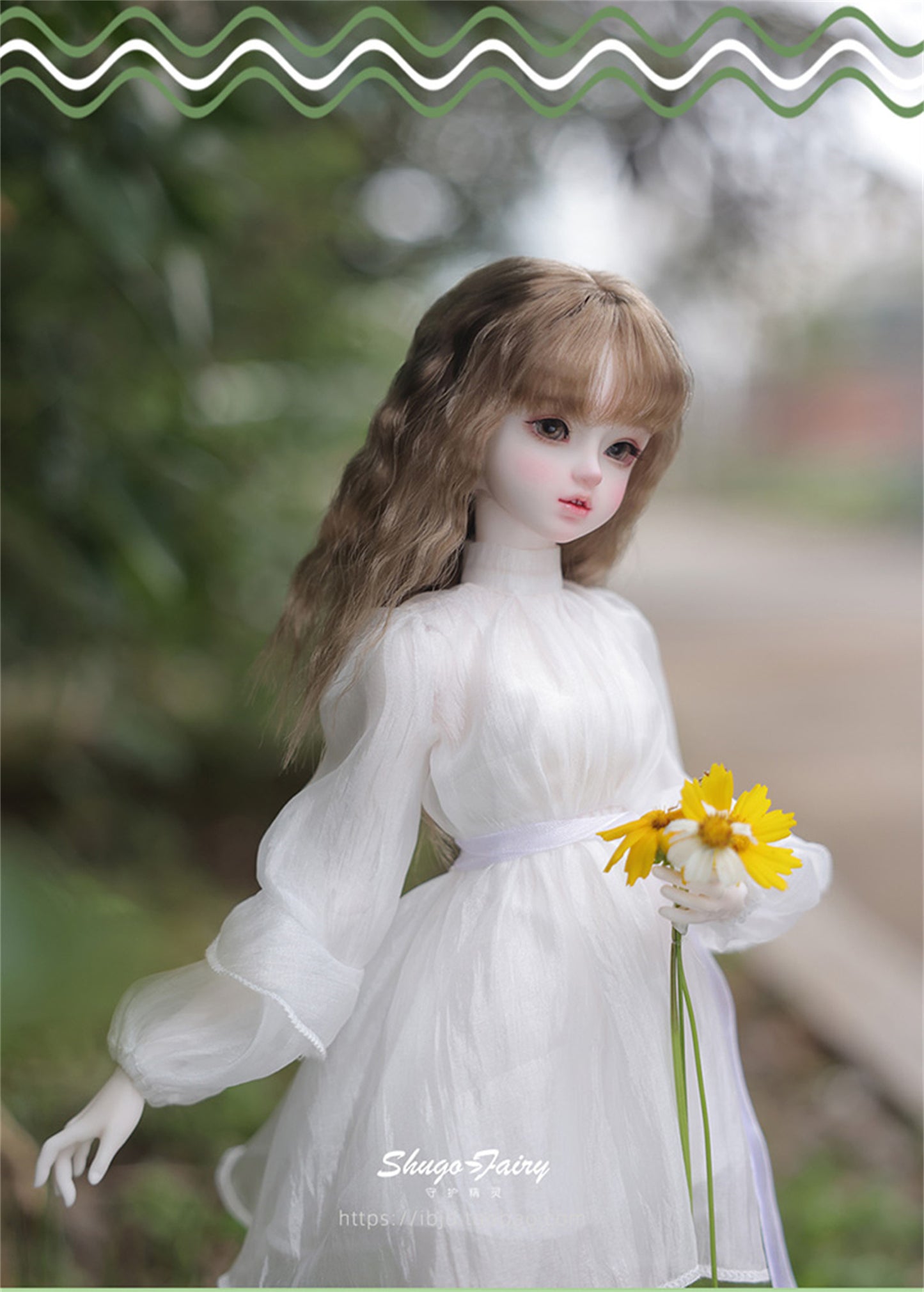 shuga fairy 1/4 スケール 球体関節人形 女 Bariy ワイトスカート BJDドール 塗装済み 可動 フィギュア 身長44CM メイク済み 仮装でき 樹脂
