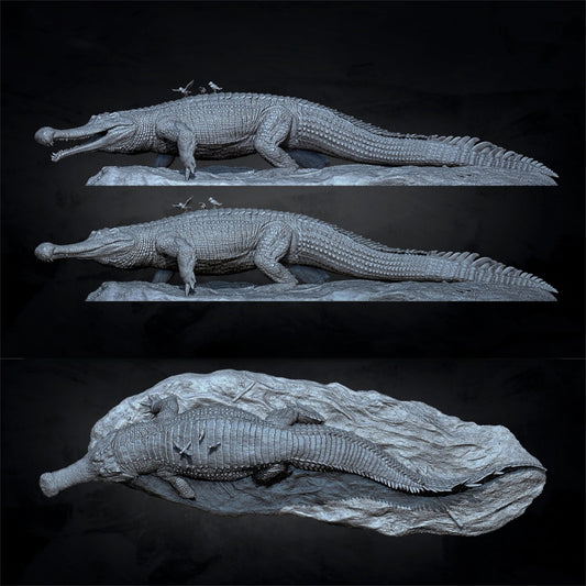 AnningPale STUDIO 1/18スケール サルコスクス フィギュア 65cm級 白亜紀 動物 フォリドサウルス科 リアル 樹脂 プラモデル 模型 台座付き