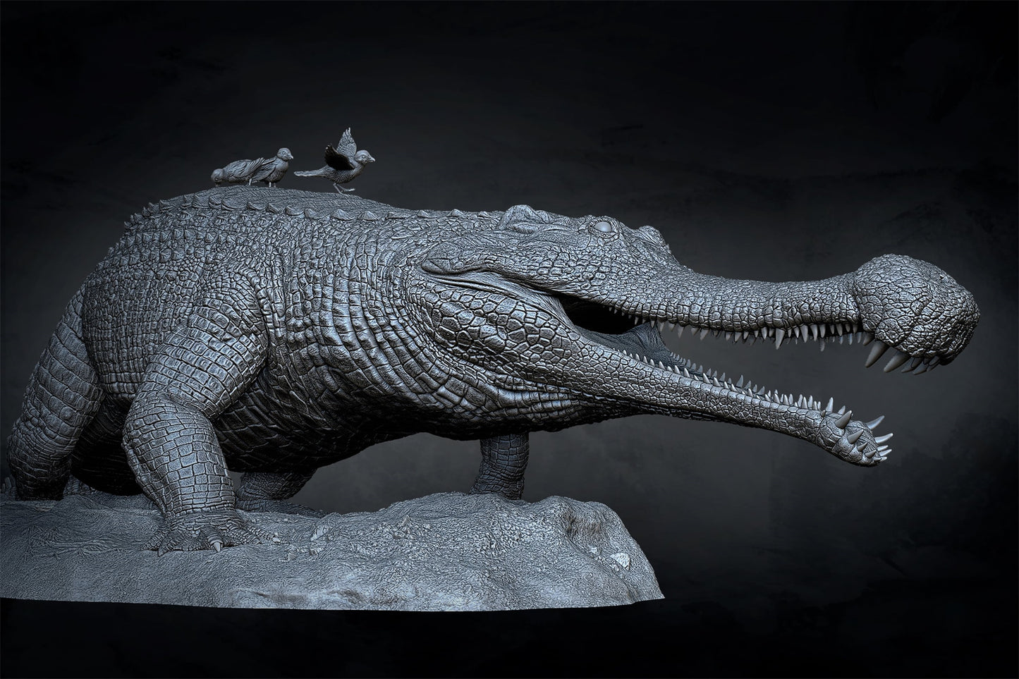 AnningPale STUDIO 1/18スケール サルコスクス フィギュア 65cm級 白亜紀 動物 フォリドサウルス科 リアル 樹脂 プラモデル 模型 台座付き