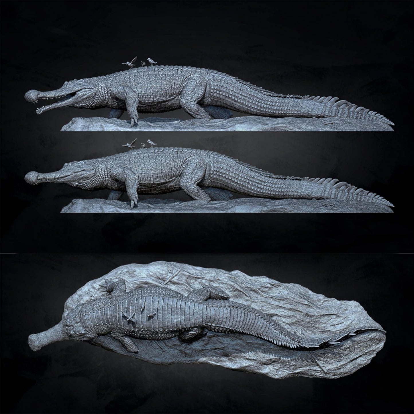 AnningPale STUDIO 1/18スケール サルコスクス フィギュア 65cm級 白亜紀 動物 フォリドサウルス科 リアル 樹脂 プラモデル 模型 台座付き