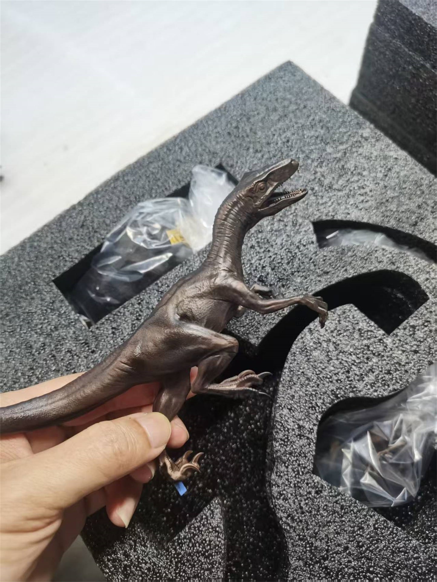 DINO DREAM 1/15 サイズ ヴェロキラプトル 小型肉食恐竜 白亜紀 ドロマエオサウルス科  恐竜 22cm級 フィギュア 樹脂 プラモデル 模型 シーン 情景セット 塗装済 台座付き