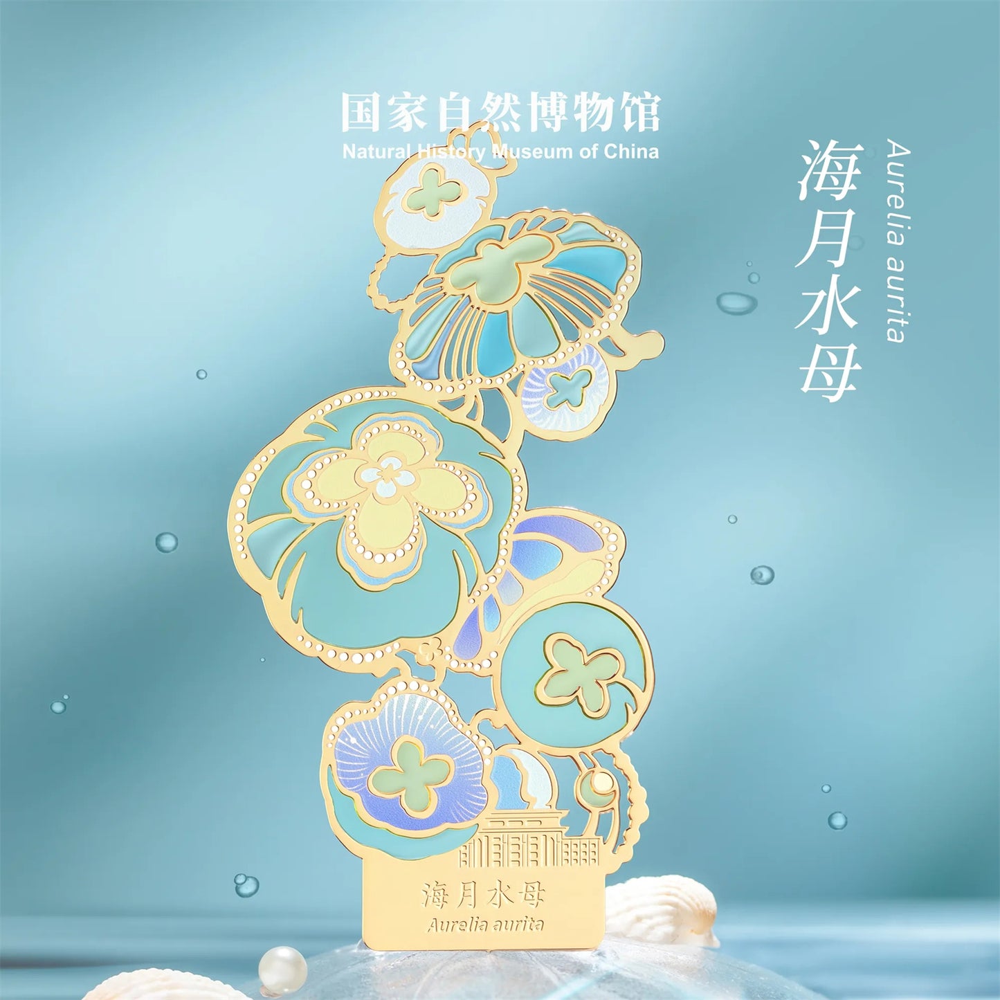 クラゲシリーズ メタルしおり＆マグネット 羅針盤クラゲ デザイン 文房具 冷蔵庫マグネット 誕生日・卒業ギフト