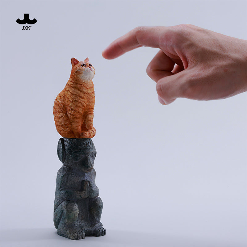 JXK 猫 建物 スタチュー 可愛い ネコ 動物 リアル フィギュア 樹脂 プラモデル 模型 18cm級 完成品 ねこ好き 置物 スタチュー (JXK284A)