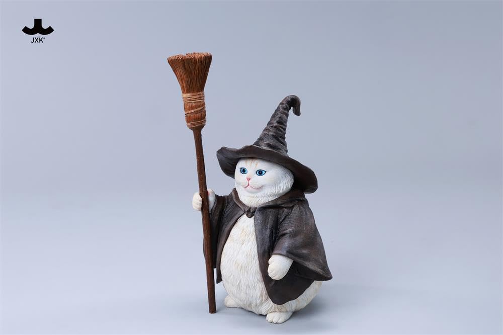 JXK 1/6 サイズ 猫 魔法使い猫 可愛い ネコ 動物 リアル フィギュア 樹脂 プラモデル 模型 16cm級 完成品 ネコ好き 置物 (CS02A)