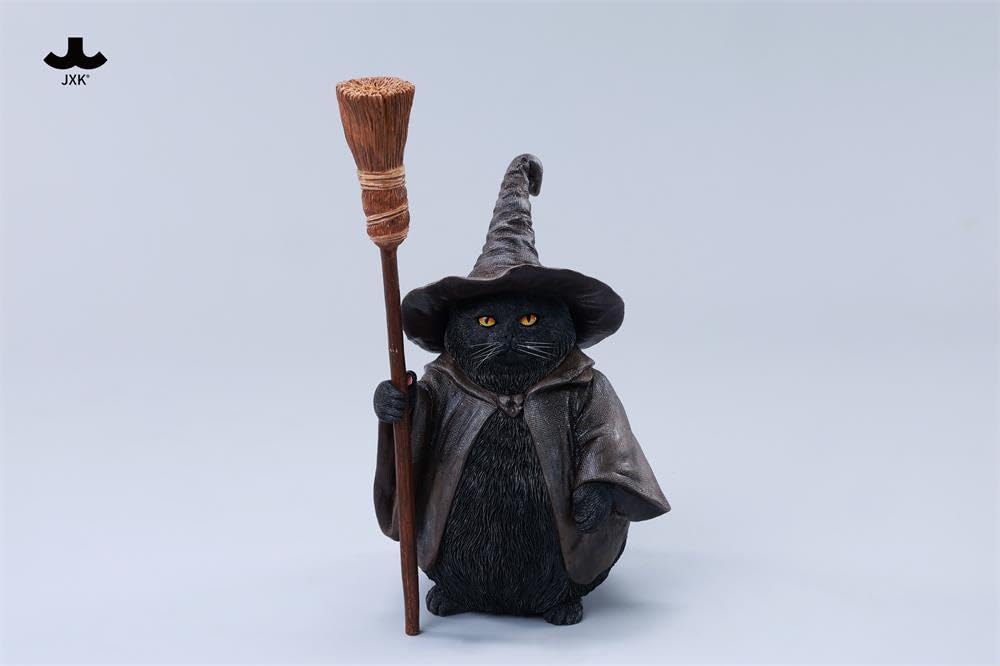 JXK 1/6 サイズ 猫 魔法使い猫 可愛い ネコ 動物 リアル フィギュア 樹脂 プラモデル 模型 16cm級 完成品 ネコ好き 置物 (CS02A)