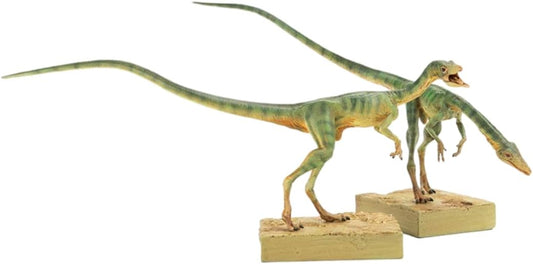 Dino Dream 1/5 サイズ 2点セット オスのコンプソグナトゥス 美顎龍 ジュラ紀 世界最小級 小型 肉食 恐竜 ジュラシック 恐竜 リアル フィギュア PVC モデル 模型 大人のおもちゃ プレゼント 15cm級 塗装済 台座付き