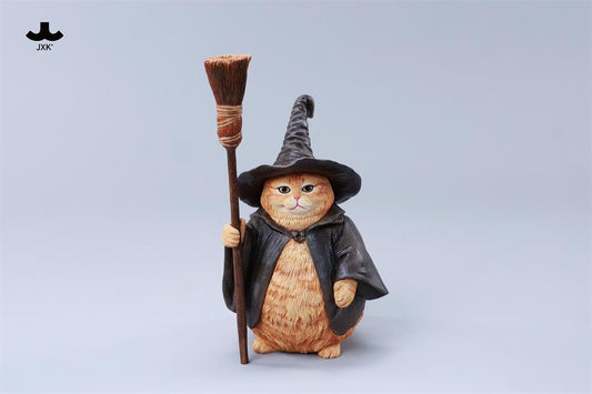 JXK 1/6 サイズ 猫 魔法使い猫 可愛い ネコ 動物 リアル フィギュア 樹脂 プラモデル 模型 16cm級 完成品 ネコ好き 置物 (CS02A)