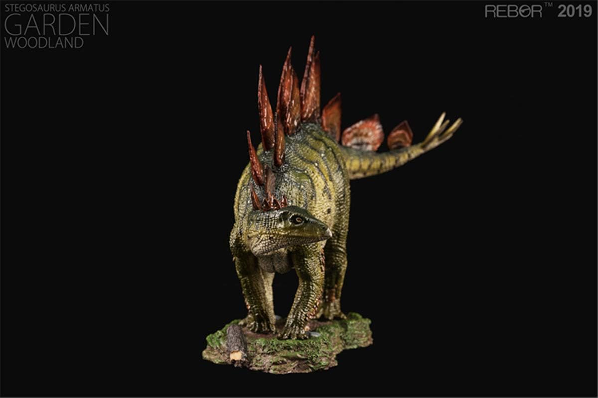 Rebor 2019 1/35 サイズ ステゴサウルス 台座付き ジュラシック 装甲 剣竜類 恐竜 リアル フィギュア PVC プラモデル 模型 大人のおもちゃ プレゼント プレミアム 28cm級 オリジナル インテリア 塗装済 置物 (森林 (Woodland))