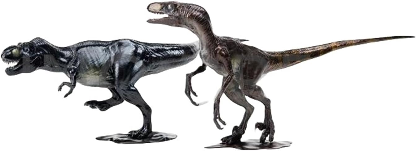 DINO DREAM 周年記念モデル ティラノサウルス VS ヴェロキラプトル フィギュア セット Tレックス Ｔ-REX 20cm級 肉食 恐竜 台座付け リアル 銅像 樹脂 プラモデル 模型 塗装済 置物