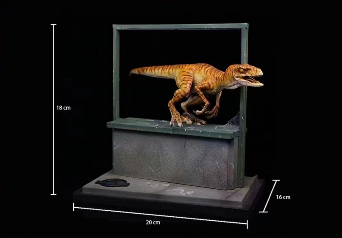 DINO DREAM 1/5 サイズ 窓辺のヴェロキラプトル フィギュア 小型 肉食 恐竜 20cm級 リアル 樹脂 プラモデル 模型 塗装済 置物 台座付き 情景セット スタチュー [並行輸入品]