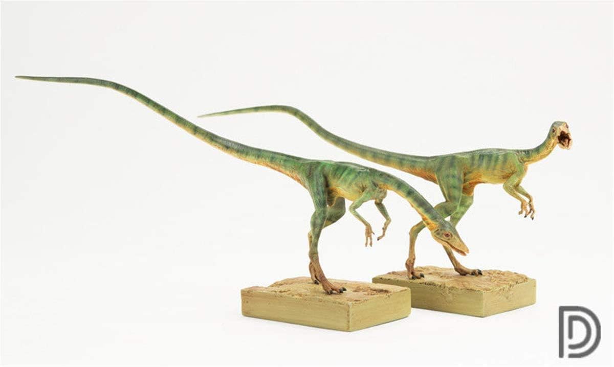 Dino Dream 1/5 サイズ 2点セット オスのコンプソグナトゥス 美顎龍 ジュラ紀 世界最小級 小型 肉食 恐竜 ジュラシック 恐竜 リアル フィギュア PVC モデル 模型 大人のおもちゃ プレゼント 15cm級 塗装済 台座付き