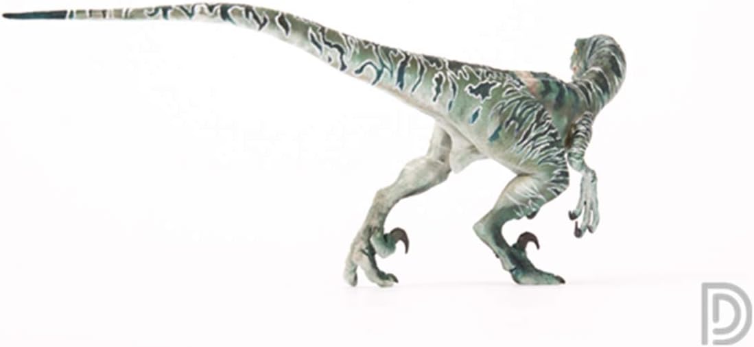 DINO DREAM 1/15 サイズ ヴェロキラプトル 恐竜 小型 肉食 リアル フィギュア PVC プラモデル 大人のおもちゃ 模型 プレゼント プレミアム 24cm級 オリジナル スタチュー 塗装済 完成品 置物 3色 台座付き (グリーン)
