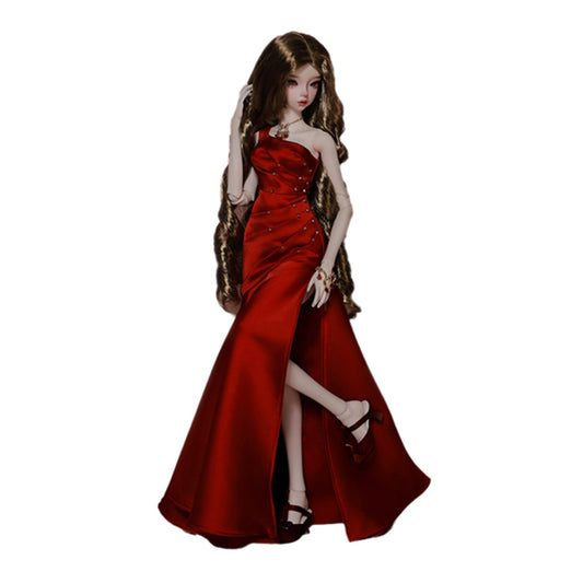 BACALYSO | shuga fairy 1/4 スケール 球体関節人形 女 メアリー レッドドレス BJDドール 可動 フィギュア 身長44CM メイク済み 仮装でき プリンセス ドレス 可愛い 樹脂 洋服セット 誕生日 プレゼント (素体（化粧済み）)