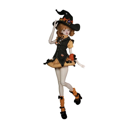 BACALYSO | shuga fairy 1/4 スケール 球体関節人形 女 カボチャVS魔女 ハロウイン 双子 BJDドール 可動 フィギュア 身長44CM メイク済み 仮装でき プリンセス ドレス 可愛い 樹脂 洋服セット プレゼント (魔女（服セット）)