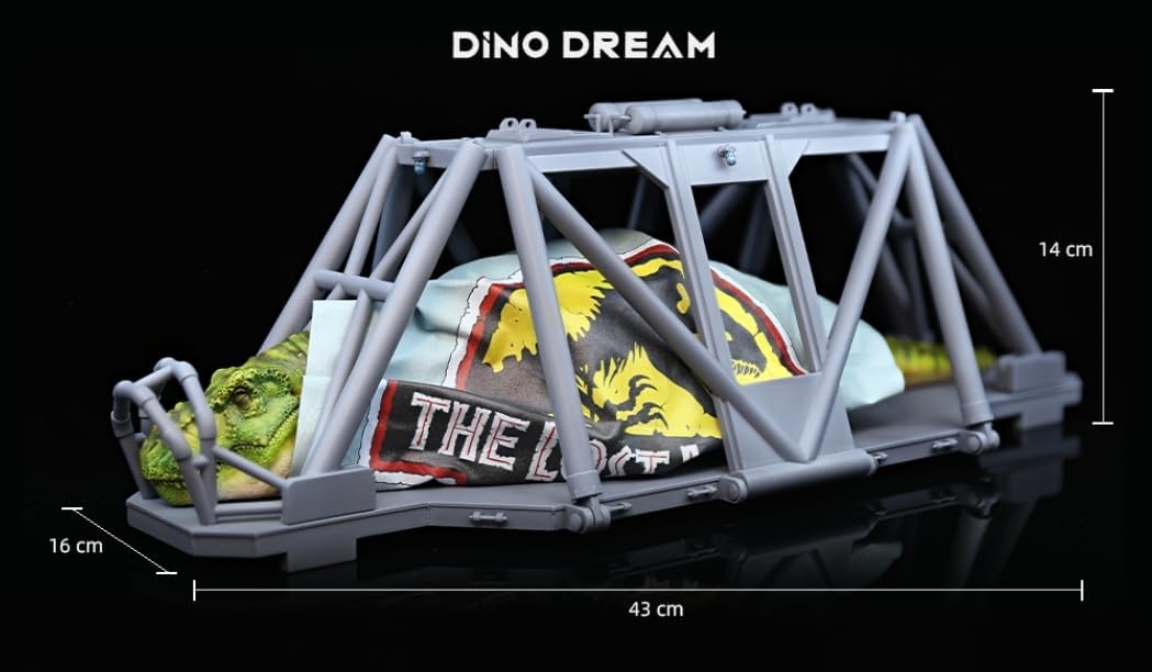 DINO DREAM 1/30 スケール ティラノサウルス ケージに眠ている ジュラ紀 肉食 恐竜 43cm級 リアル フィギュア 樹脂 プラモデル 大人のおもちゃ 模型 情景セット 塗装済 完成品 置物