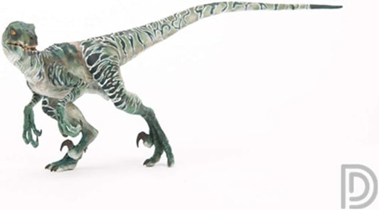 DINO DREAM 1/15 サイズ ヴェロキラプトル 恐竜 小型 肉食 リアル フィギュア PVC プラモデル 大人のおもちゃ 模型 プレゼント プレミアム 24cm級 オリジナル スタチュー 塗装済 完成品 置物 3色 台座付き (グリーン)