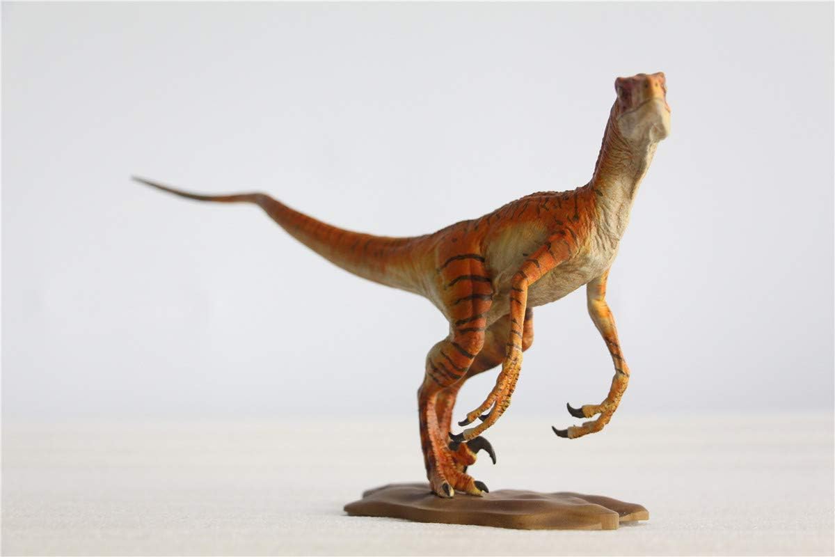 DINO DREAM 1/15 サイズ ヴェロキラプトル 恐竜 小型 肉食 リアル フィギュア PVC プラモデル 大人のおもちゃ 模型 プレゼント プレミアム 24cm級 オリジナル スタチュー 塗装済 完成品 置物 3色 台座付き (ヒョウ)