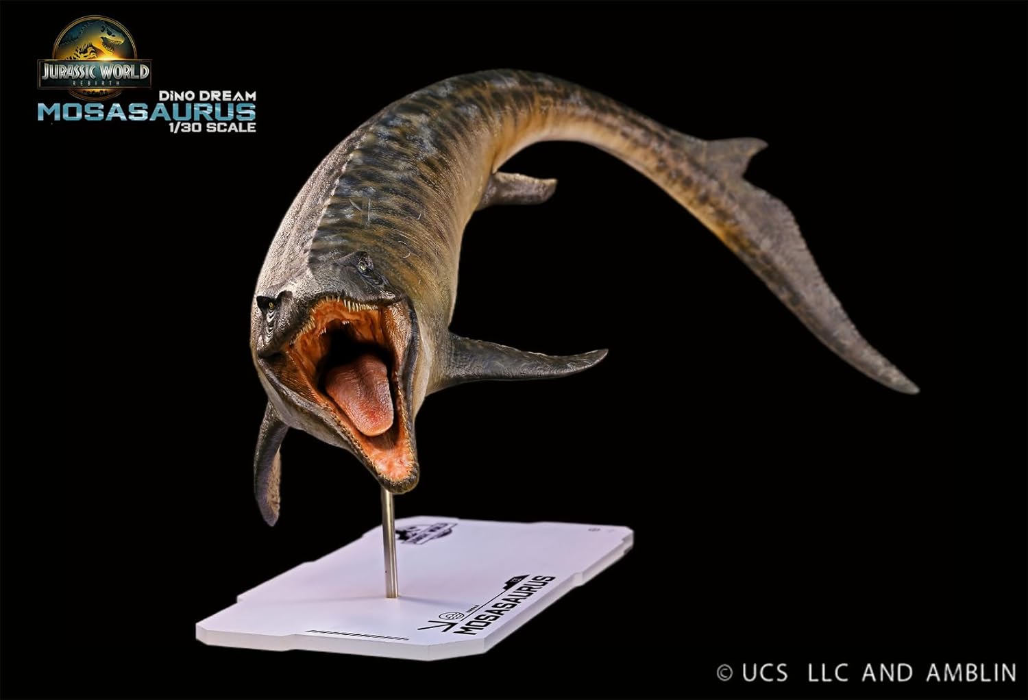 DINO DREAM 1/30 サイズ モササウルス 水生有鱗目 白亜紀 モササウルス科 恐竜 大きい65cm級 フィギュア 樹脂 プラモデル 模型 シーン 情景セット 塗装済 台座付き