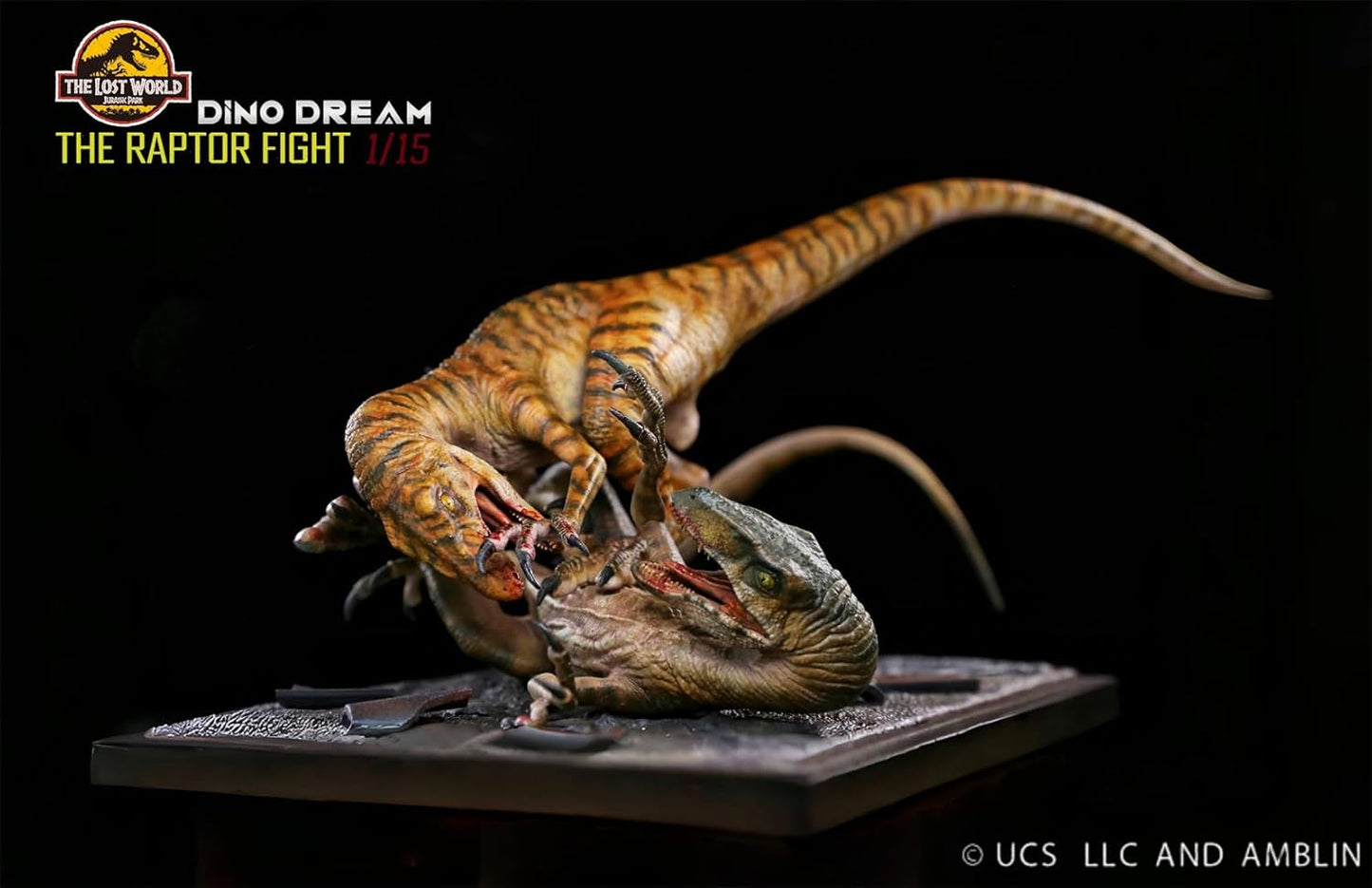 DINO DREAM 1/15 サイズ ヴェロキラプトル ドロマエオサウルス科 白亜紀 小型肉食恐竜 恐竜 24cm級 フィギュア 樹脂 プラモデル 模型 シーン 情景セット 塗装済 台座付き