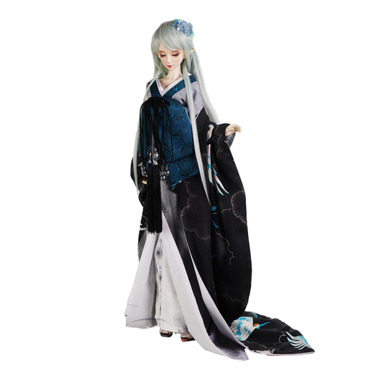 蘭亭集夢 1/3 1/4 1/6 スケール BJD 人形服 花魁 花嫁 青鸞月鶴 女の子 着物 晴れ着 8点セット 振袖 着物 和柄 人形服 着せ替え 服 仮装 服セット