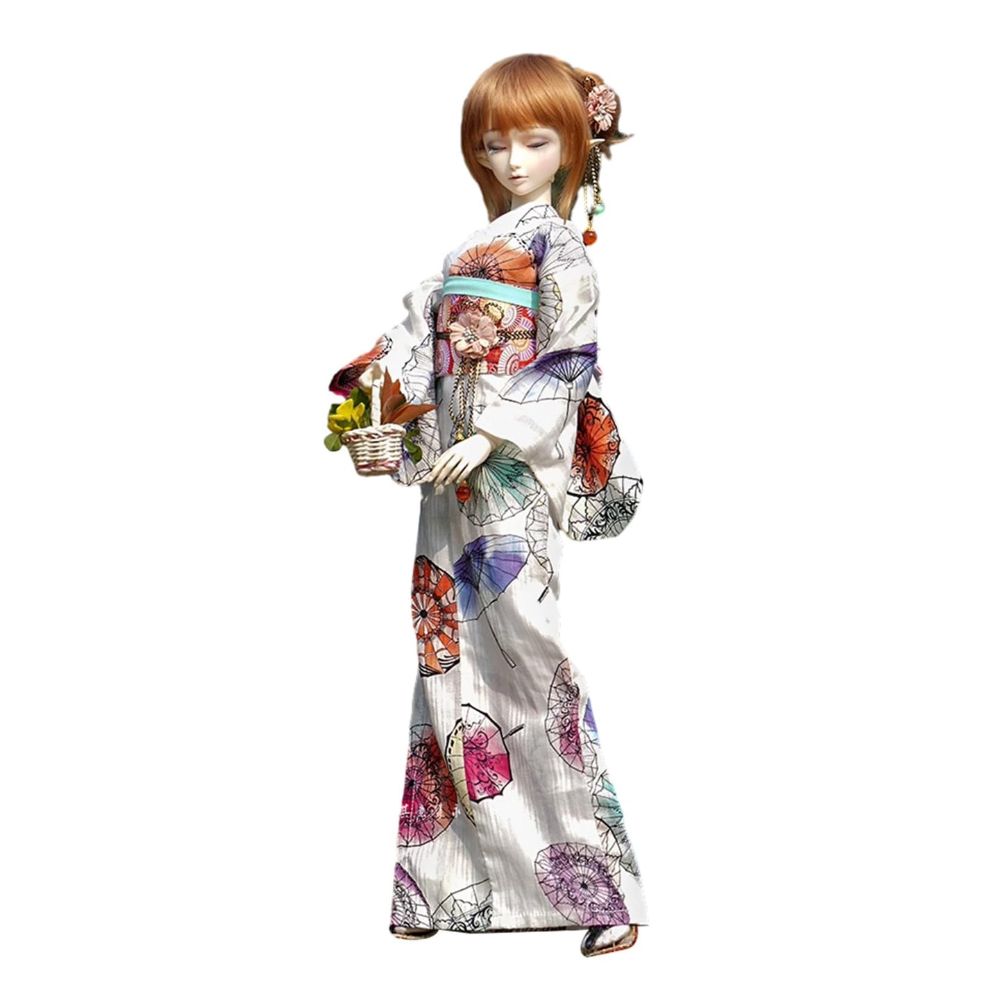 蘭亭集夢 1/3 1/4 1/6 スケール BJD 人形服 浴衣 夏の光 女の子 着物 晴れ着 7点セット ブラック 和柄  ドール 人形服 着せ替え 服 仮装 服セット