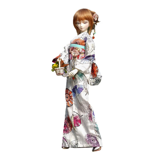 蘭亭集夢 1/3 1/4 1/6 スケール BJD 人形服 浴衣 夏の光 女の子 着物 晴れ着 7点セット ブラック 和柄  ドール 人形服 着せ替え 服 仮装 服セット
