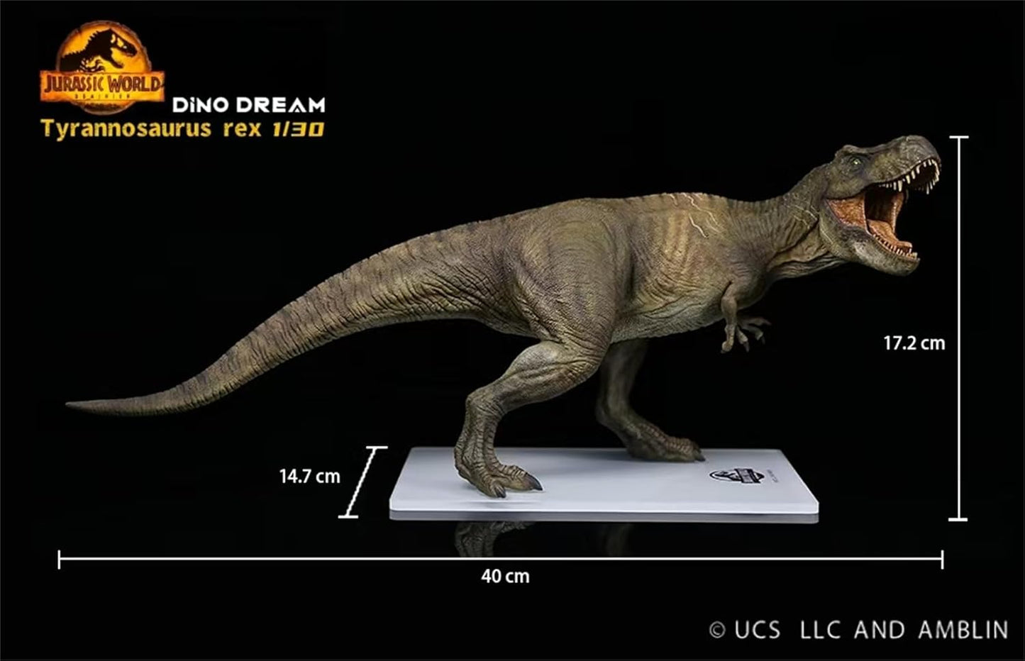 DINO DREAM 限定版 1/30 サイズ ティラノサウルス フィギュア Tレックス Ｔ-REX 40cm級 白亜紀 獣脚類 大きい 肉食 恐竜 台座付け リアル 樹脂 プラモデル 模型 塗装済 置物