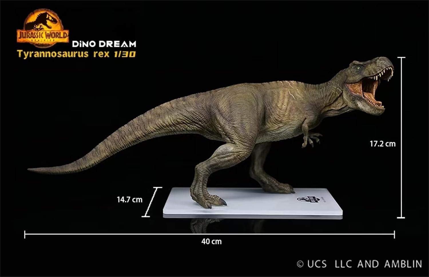 DINO DREAM 限定版 1/30 サイズ ティラノサウルス フィギュア Tレックス Ｔ-REX 40cm級 白亜紀 獣脚類 大きい 肉食 恐竜 台座付け リアル 樹脂 プラモデル 模型 塗装済 置物