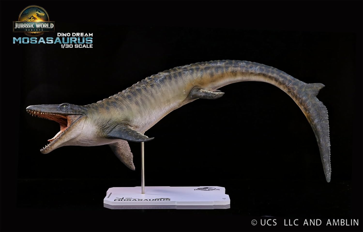 DINO DREAM 1/30 サイズ モササウルス 水生有鱗目 白亜紀 モササウルス科 恐竜 大きい65cm級 フィギュア 樹脂 プラモデル 模型 シーン 情景セット 塗装済 台座付き