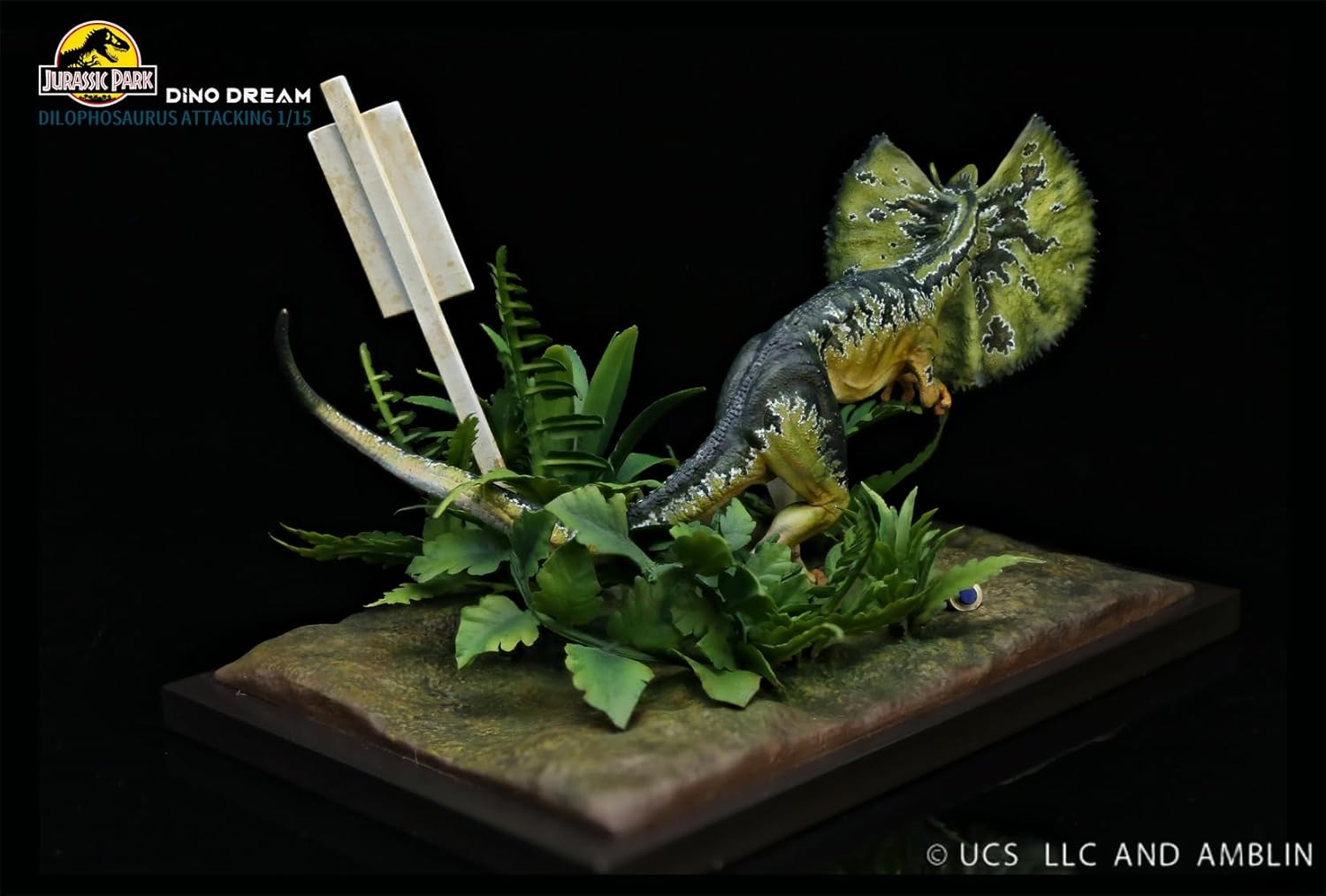 DINO DREAM 1/15 サイズ ディロフォサウルス ジュラ紀 肉食 獣脚類恐竜 18cm級 オス メス リアル フィギュア 樹脂 プラモデル 大人のおもちゃ 模型 シーン 情景セット プレゼント プレミアム オリジナル スタチュー 塗装済 完成品 置物 台座付き (開く)