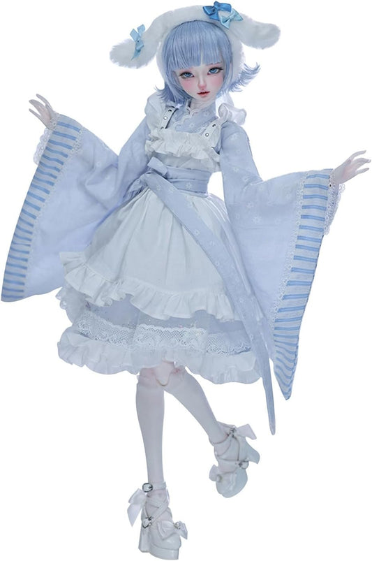 BACALYSO | shuga fairy 1/4 スケール 球体関節人形 女 Saki 咲 水色 アイドル BJDドール 塗装済み 可動 フィギュア 身長44CM メイク済み 仮装でき プリンセス風 ドレス 可愛い 樹脂 洋服セット (服セット)
