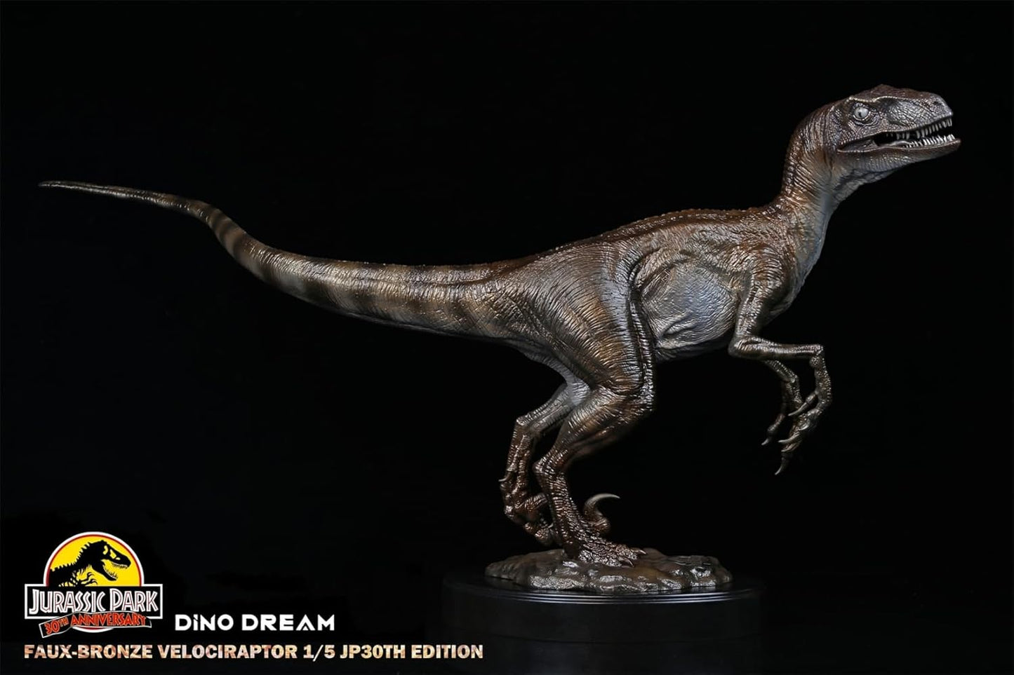DINO DREAM 30周年記念モデル 1/5 サイズ ヴェロキラプトル フィギュア 小型 肉食 恐竜 76cm級 リアル 銅像 樹脂 プラモデル 模型 塗装済 置物 台座付き