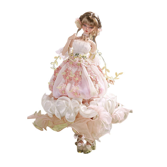 BACALYSO | shuga fairy 1/4 スケール 球体関節人形 女 花笠 花スカート 少女 BJDドール 可動 フィギュア 身長44CM メイク済み プリンセス ドレス 可愛い 樹脂 洋服セットプレゼント (素体（化粧済み）)