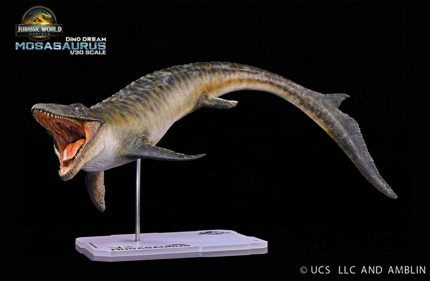 DINO DREAM 1/30 サイズ モササウルス 水生有鱗目 白亜紀 モササウルス科 恐竜 大きい65cm級 フィギュア 樹脂 プラモデル 模型 シーン 情景セット 塗装済 台座付き