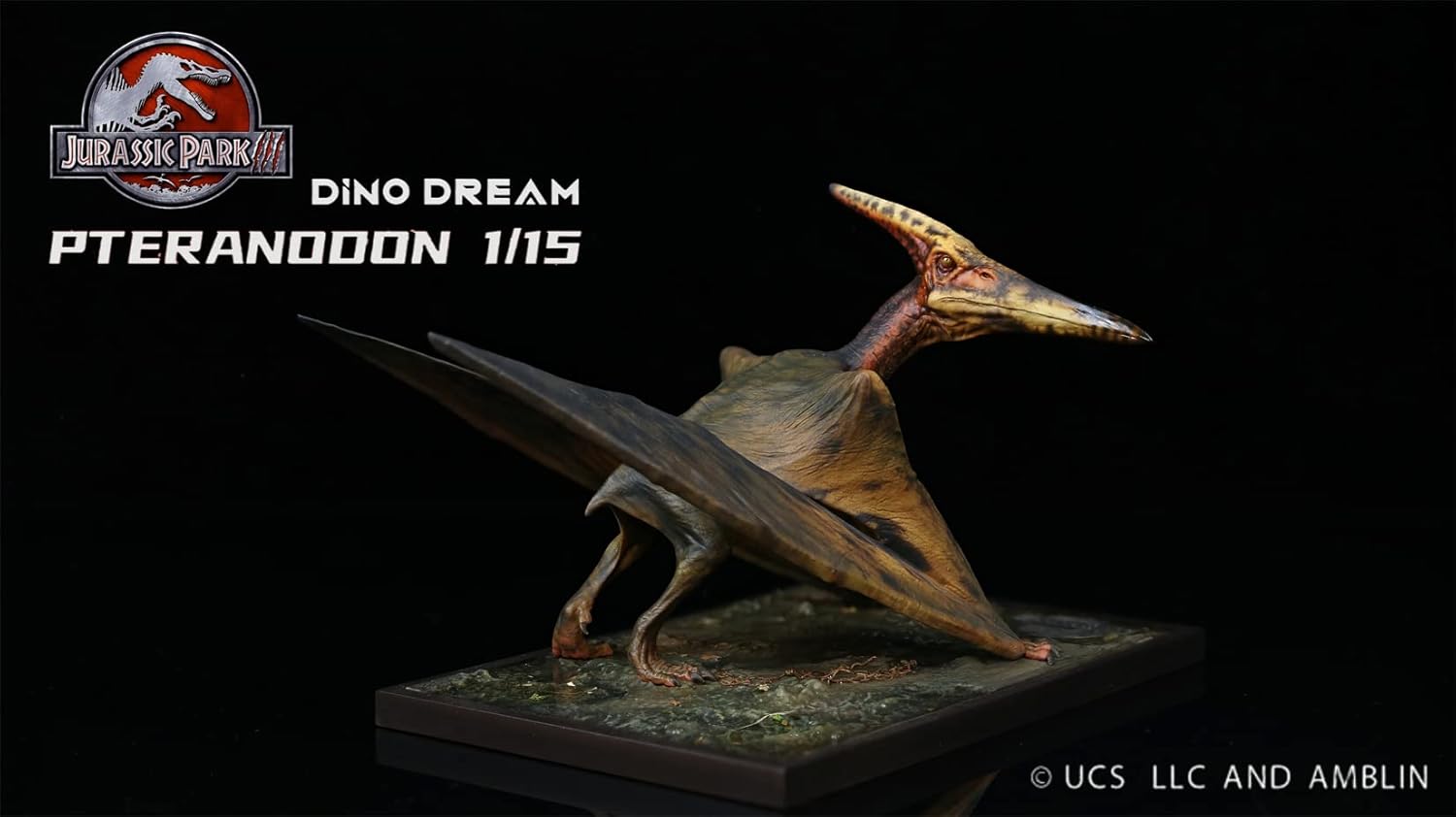 DINO DREAM 1/15 サイズ プテラノドン 翼竜 恐竜 白亜紀 歯のない翼 24.4cm級 リアル フィギュア 樹脂 プラモデル 大人のおもちゃ 模型 プレゼント プレミアム オリジナル スタチュー 塗装済 完成品 置物 台座付き